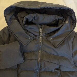 Valuker Womens Medium Black Down Puffer Coat Hooded Longline Winter Parka Jacket